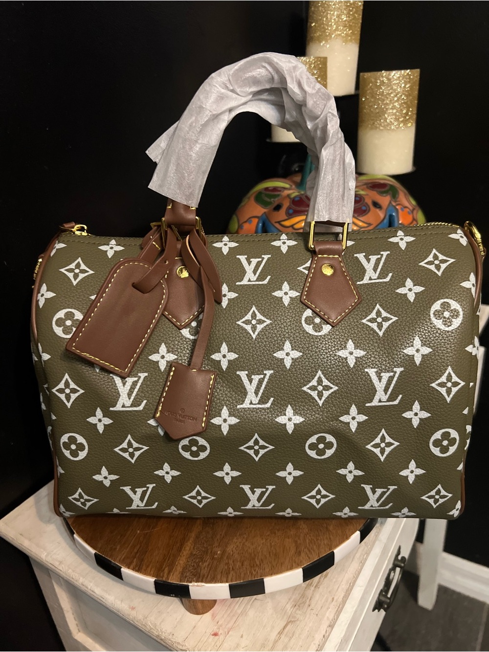 Elegant Fashion Green Monogram Satchel(30) with Pouch - NWOT - Picture 17 of 17